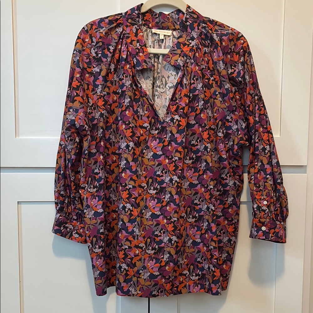 ANN MASHBURN Floral Blouse - Purple and Orange